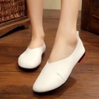 2024 2024 Spring New Genuine Leather Retro Grandma Shoes Handmade Women's Shoes Japanese Flat Bottom Lazy Comfortable Single Shoes 35 balta
