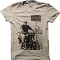 Didysis Pabėgimas Motociklininkas Motociklas Antrojo Pasaulinio Karo filmas medvilniniai marškinėliai 09056 3XL beige