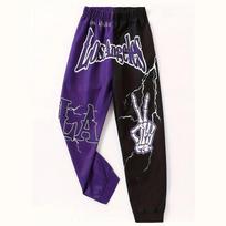 3D Skaitmeninis Spaudas Sportinės Kelnės Jaunimui Vyrams Hip Hop Spalvų Derinys Elastinis Juosmuo Bėgiojimui Sportinės Kelnės 2XL violetinė