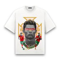Cristiano Ronaldo World Cup Football Print Men's Short-sleeved T-shirt, Men's and Women's Matching Round Neck, Stylish and Simple Football Fans 4XL
