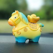 Small Pony Fu Fu Resin Car Decor Set With Creative Cartoon Style For Auto Interior Enhancement Yellow