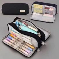 Pencil Case Big Capacity Storage Bag Double-Side Open Student Stationery Pen Bag School Desk Organizer Multi Functional Minimalist Storage Bag