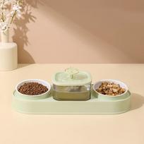 New Cat Food Bowl Pet Automatic Feeder Water Dispenser Dog Cat Food Container Drinking Dish Anti Slip Double Bowl