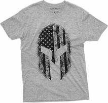 Men's Spartan Helmet American Flag Tee Shirt Cool Warrior Helmet US Tee S įvairiaspalvis