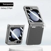 Phone Case for Samsung Z Flip 7 fe 6 5 4 3 Flip6 Flip5 with Tempered Film Hinge Protection Protective Cover Skin Feel Galaxy Z Flip7 gryna