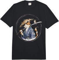 Calico Samurai Cat with Katana and Sparrow Comfort Colors Adult Heavyweight T-Shirt S įvairiaspalvis