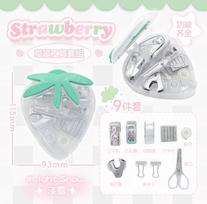 MINKYS New Arrival 9PCS/Box Stationery Cutter Stapler Scissors Tools Set With Strawberry Box Accessories