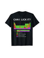 ROADVIBE Funny  Can I Lick It?  Periodic Table Graphic T-Shirt for Adults - 100% Cotton Crew Neck Tee with Humorous Chemistry Design S juoda