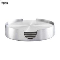 6Pcs/Set Stainless Steel Round Heat Insulation Coaster Mug Cup Pad Table Mat