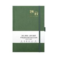 2026-2027 Day Planner with 384 Pages Elastic String Closure PU Leather Academic Journal Notebook for Daily Planning žalia