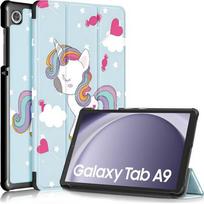 Etui Do Samsung Galaxy Tab A9 2023 8.7  X110/X115 Obudowa Na Tablet Case Alogy Book Cover Unicorn Jednorożec Niebieskie + Szkło
