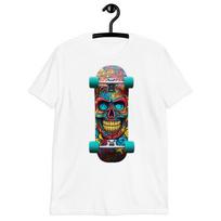 Urban Streetwear Skateboard Skull Graphic Men's Cotton T-Shirt | Edgy Colorful S įvairiaspalvis