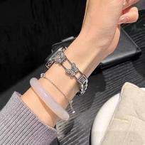 Compatible with Apple Watch 10/11 SE Slim Two-Chain Butterfly Metal Small Fragrance Style Strap 14mm juoda