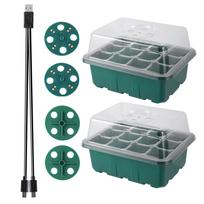 Seed Starter Tray Box With LED Grow Light Nursery Pot Seedling Germination Planter Adjustable Ventilation Humidity 6/12/13 Cell