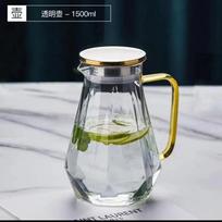 1PCS Diamond Texture Glass Teapot Set Hot Cold Water Kettle Water Jug Transparent Coffee Pot Home Water Carafe Glass Pitcher 1500ml