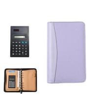 PU Leather Portfolio Binder Cover 6-Ring Business Notebook File Folder  Conference Use Purple