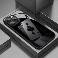 Stylish Poker Pattern Tempered Glass Black Phone Case For iPhone 17 16 15 14 13 12 11 Pro Max 17 Air 7 8 Plus XR XS X Cover iPhone 8