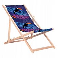 Leżak Drewniany Plażowy Z Nadrukami Tukany Bukowe Leżaki Kn140