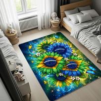 Sunflower Area Rug with Blue Stardust and Butterflies, Magical Galaxy Large Carpet for Bedroom Living Room Home Decor, Soft Floor Mat 40x60cm( 15x23in )