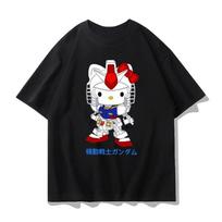 Short Sleeve Heresy Gundam Men's Feeling T-shirt Summer Round Neck Heavy Cotton Men's Trend Shirt S