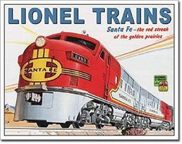 DORA Tin Sign Lionel Train Santa Fe Railroad Retro Ad Poster Wall Art Decor Metal Tin Sign 20x30cm（7.8x11.8inch）