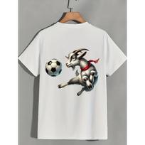 Comfortable Goat Soccer T-Shirt for Families - Perfect Birthday Or Memorial Day Gift, Fun Cartoon Design, Ultra Soft Material, Trendy Tee S įvairiaspalvis