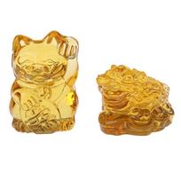 Chinese Yellow Crystal Feng Shui Lucky Cat Fortune Frog Gift Home Decorations Fortune Frog