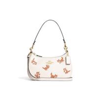 COACH Teri 26 Animal Badge Series Cat Pattern Animal Print Cowhide Underarm Bag Shoulder Crossbody Bag Medium Women’s Chalk White Print balta