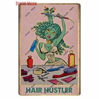 Mfoever Tin Sign Vintage Hair Stylist Barber Shop Metal Tin Sign Set Retro Hairstylist Quote Iron Painting Wall Art Decor for Salon Barbershop 20x30cm