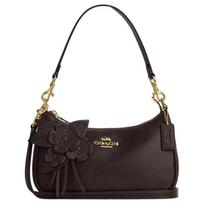 COACH Teri 24 Removable Shoulder Strap Leather Shoulder Bag Medium Women's Dark Brown ruda
