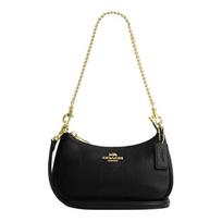 COACH Teri 20 Quilted Details Gold Hardware Calf Leather Crossbody Shoulder Bag Small Women's Black juoda