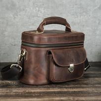 Vintage Genuine Leather Crossbody Camera Bag Shoulder Case Multi functional Photography Bag for DSLR and Mirrorless Cameras kava