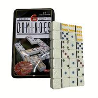 1 domino rinkinys, stalo žaidimas domino geležinėje dėžutėje, domino su dramblio kaulo taškais, 72 vienetai 4.8*0.9*2.2cm