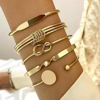 Boho Chic Aukso Spalvos Minimalistinių Apyrankių Rinkinys Moterims Retro Hip Hop Geometrinės Dėliojamos Apyrankės Kasdieniam Dėvėjimui Party Papuošalai Dovana