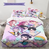 Kpop Demon Hunters Pattern Bedding,Quilt Set Quilt Cover Pillowcase Home Birthday Gift (1 * duvet cover + 2 * pillowcase, without core) 135x200cm