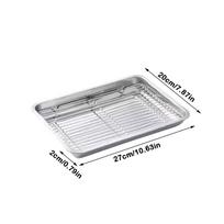 Removable Stainless Steel Baking Pan with Cooling Rack Oven Rack BBQ Tray  for Cooking Roasting S(27x20x2cm)