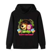 B1344 Kids Girls Masha Bear Printed Casual Long Sleeves Sweatshirt Hoodie Top 100cm juoda