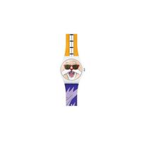 Swatch Dragon Ball Z Bendradarbiavimo Kvarcinis Mechanizmas Atsparus Vandeniui Dizainas Unisex Laikrodis 41mm Gėlių Ciferblatas Plastikinis Korpusas Silikoninis Dirželis Unisex laikrodžiai SUOZ346 SUOZ346