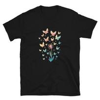 Butterfly Flower Dandelion Watercolor T-Shirt S