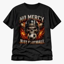 Skull Soccer Fan T Shirt No Mercy Just Football Match Day Stadium Tee 2XL