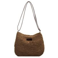 Side Handbags Ladies Straw Woven Bag Handbag Beach Bag Shoulder Bags Straw Knitted Purses Women's Handbags kava