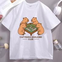 Capybara Mahjong T-Shirt Funny Mahjong Graphic T Shirts Men Women Casual Round Neck Short Sleeve Tshirt Streetwear Clothes S įvairiaspalvis