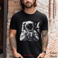 AstronauT T Shirt Science Fiction Space For Men Him Galaxy Lover vintage Washed streetwear Breathable homme Stretched Slightly S įvairiaspalvis