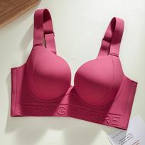 Red Seamless Bra with High Side Support Anti Underarm Bulge Wide Straps Everyday Lingerie S raudona