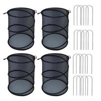 4 Pieces P-op Up Garden Plant Mesh Tent Cover Foldable In-sect Barrier Mesh Tent With 16 Stakes Fly-Proof Animals Barrier Guard juoda