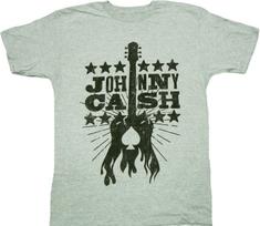 Johnny Cash Men's Woodcut Guitar Short Sleeve Gray T-Shirt ZRJC1304 S įvairiaspalvis
