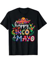 Mexican Fiesta 5 De Mayo Mexico Party Celebration Unisex T ShirtComfortable Tee Graphic Print Shirt AllSeason Tee for Everyday Outdoor Activities S įvairiaspalvis