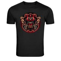 Samurai Skull Helmet Warrior Graphic T Shirt Japanese Tee S įvairiaspalvis