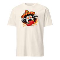 Funny Screaming Man Eating Spicy Chili Pepper T-Shirt - Bold Cartoon Graphic Tee S įvairiaspalvis