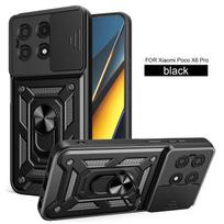 For Xiaomi Poco X6 Pro Case Poco X6 Pro Cover Magnetic Ring Holder Armor Phone Case Slide Camera Protect Back Cover Poco X6 Pro